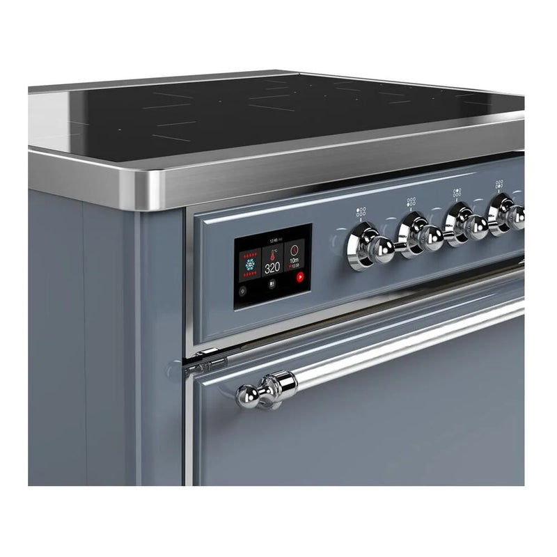 ILVE Majestic II 36" Induction Freestanding Range in Blue Grey with Chrome Trim, UMI09QNS3BGC