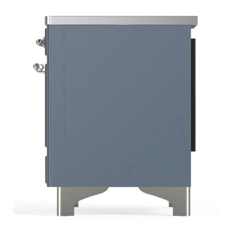 ILVE Majestic II 36" Induction Freestanding Range in Blue Grey with Chrome Trim, UMI09QNS3BGC