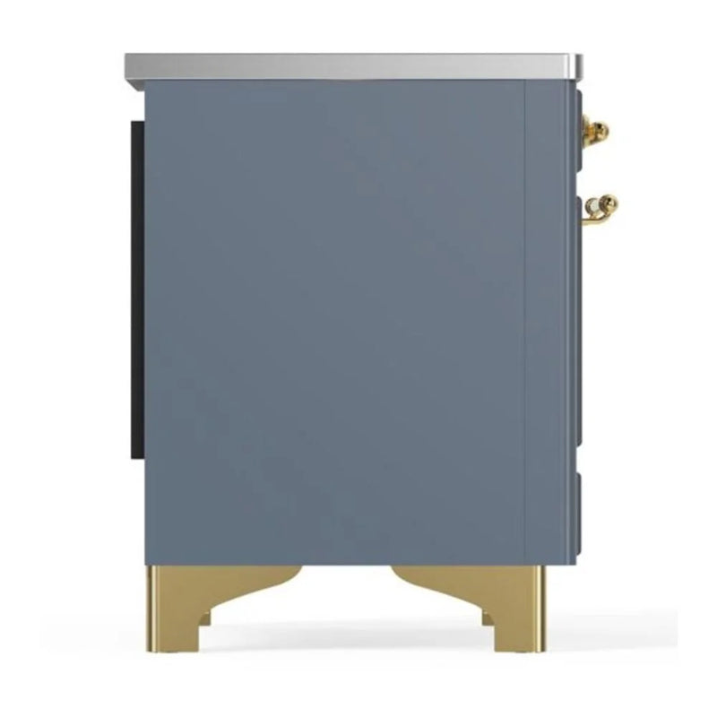 ILVE Majestic II 36" Induction Freestanding Range in Blue Grey with Brass Trim, UMI09QNS3BGG