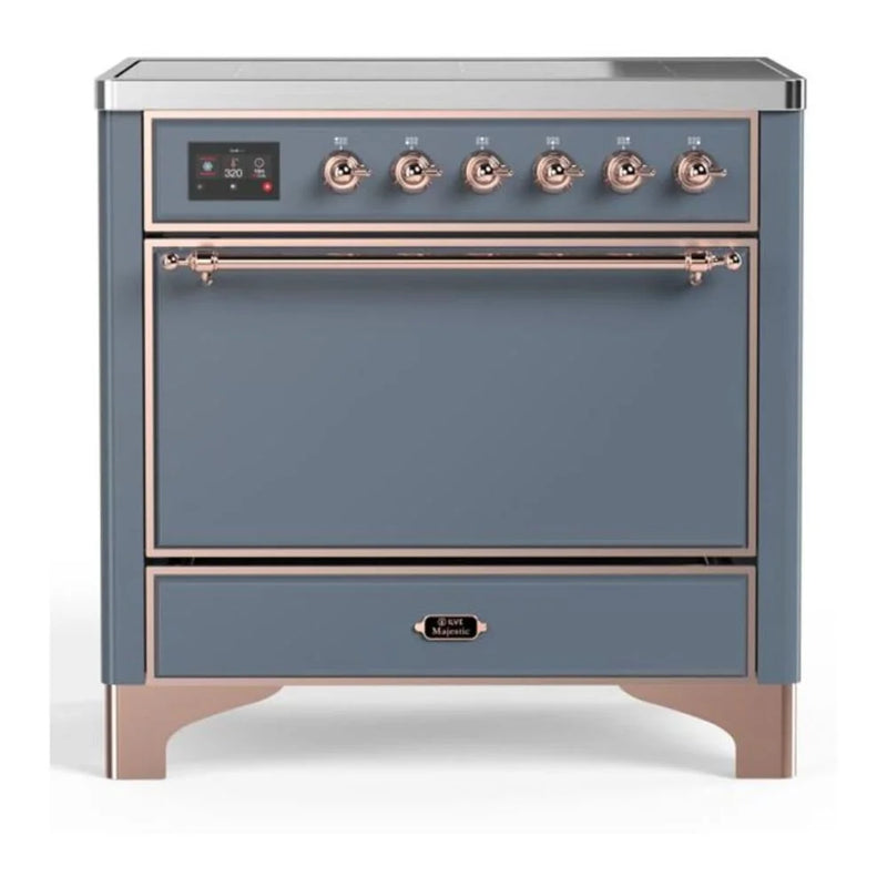ILVE Majestic II 36" Induction Freestanding Range in Blue Grey with Copper Trim, UMI09QNS3BGP