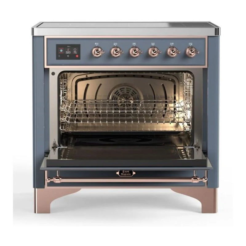 ILVE Majestic II 36" Induction Freestanding Range in Blue Grey with Copper Trim, UMI09QNS3BGP