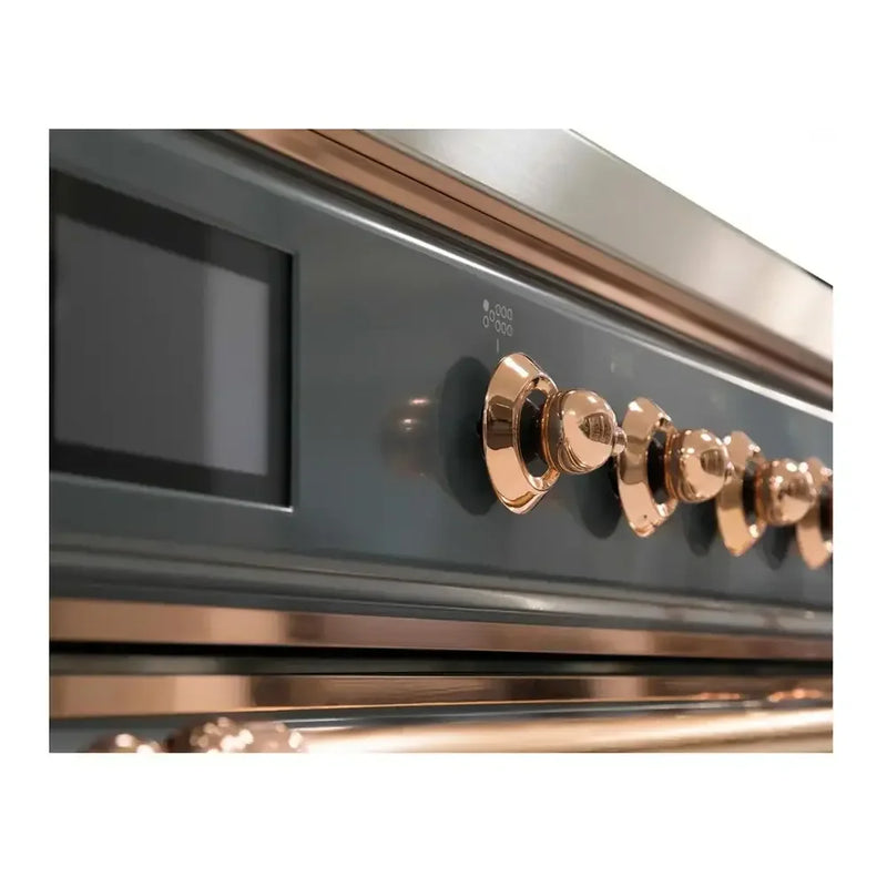ILVE Majestic II 36" Induction Freestanding Range in Blue Grey with Copper Trim, UMI09QNS3BGP