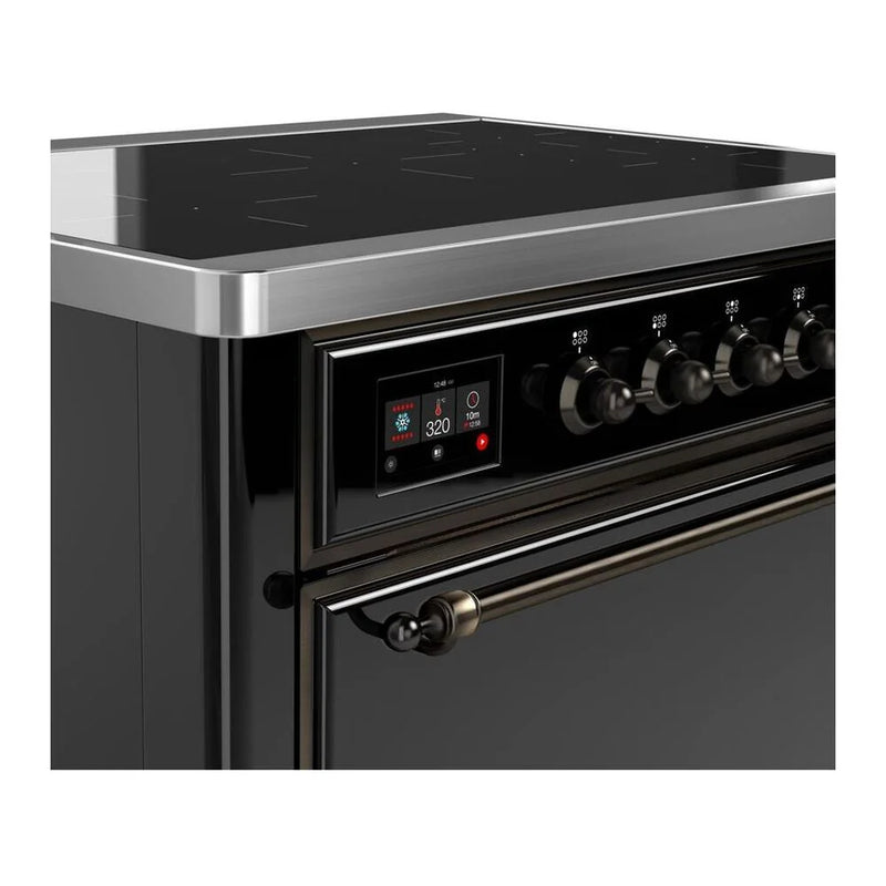 ILVE Majestic II 36" Induction Freestanding Range in Glossy Black with Burnished Trim, UMI09QNS3BKB