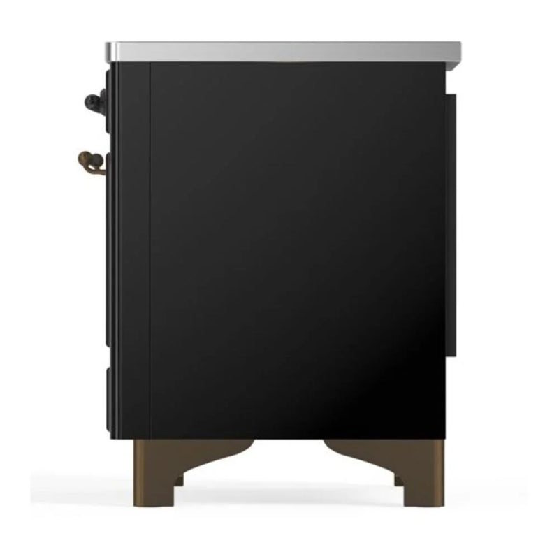 ILVE Majestic II 36" Induction Freestanding Range in Glossy Black with Burnished Trim, UMI09QNS3BKB
