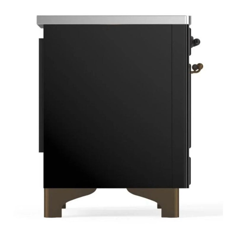 ILVE Majestic II 36" Induction Freestanding Range in Glossy Black with Burnished Trim, UMI09QNS3BKB