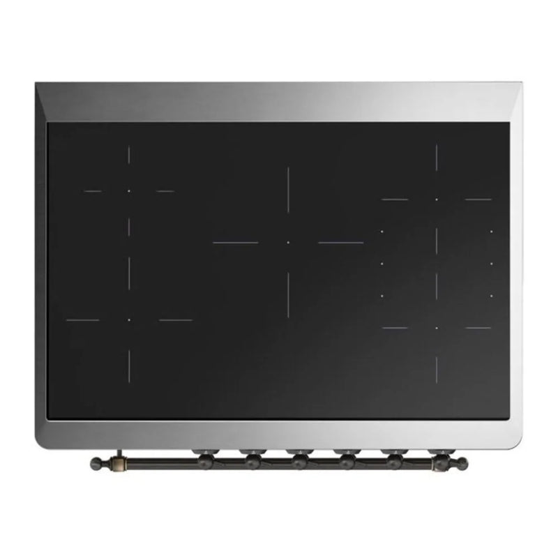 ILVE Majestic II 36" Induction Freestanding Range in Glossy Black with Burnished Trim, UMI09QNS3BKB