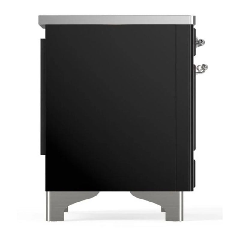 ILVE Majestic II 36" Induction Freestanding Range in Glossy Black with Chrome Trim, UMI09QNS3BKC