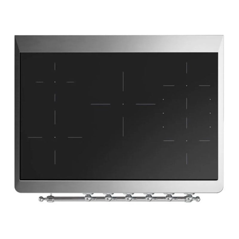 ILVE Majestic II 36" Induction Freestanding Range in Glossy Black with Chrome Trim, UMI09QNS3BKC