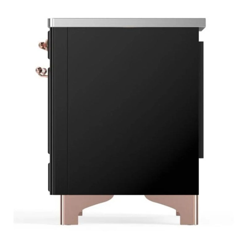 ILVE Majestic II 36" Induction Freestanding Range in Glossy Black with Copper Trim, UMI09QNS3BKP