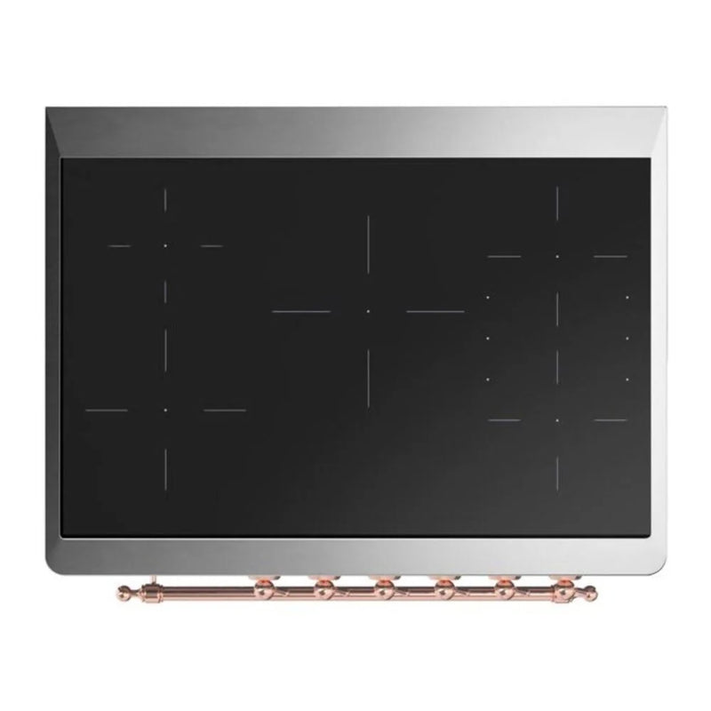 ILVE Majestic II 36" Induction Freestanding Range in Glossy Black with Copper Trim, UMI09QNS3BKP
