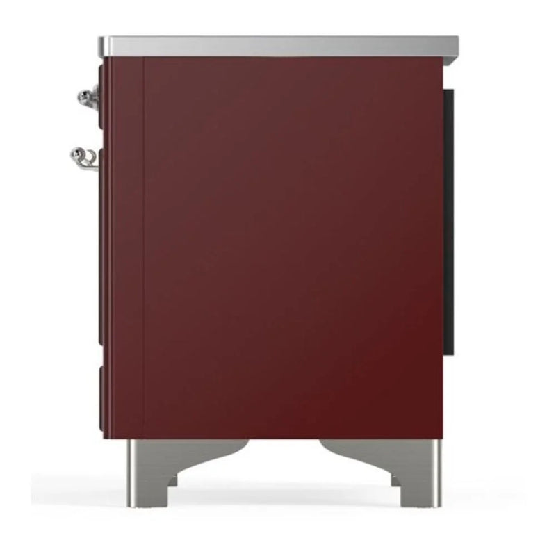 ILVE Majestic II 36" Induction Freestanding Range in Burgundy with Chrome Trim, UMI09QNS3BUC