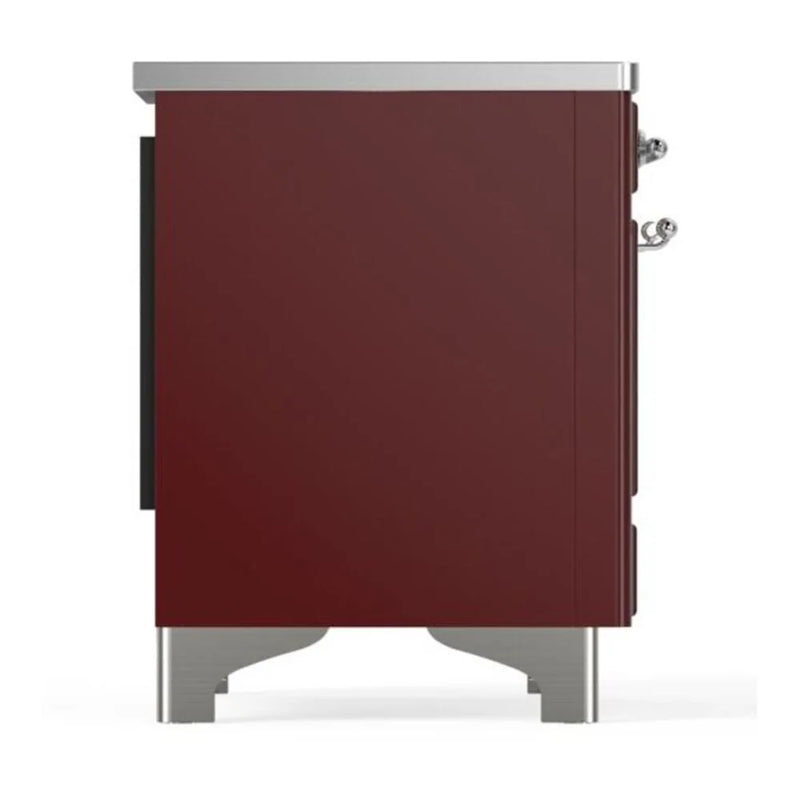 ILVE Majestic II 36" Induction Freestanding Range in Burgundy with Chrome Trim, UMI09QNS3BUC