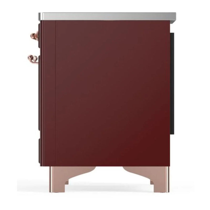 ILVE Majestic II 36" Induction Freestanding Range in Burgundy with Copper Trim, UMI09QNS3BUP