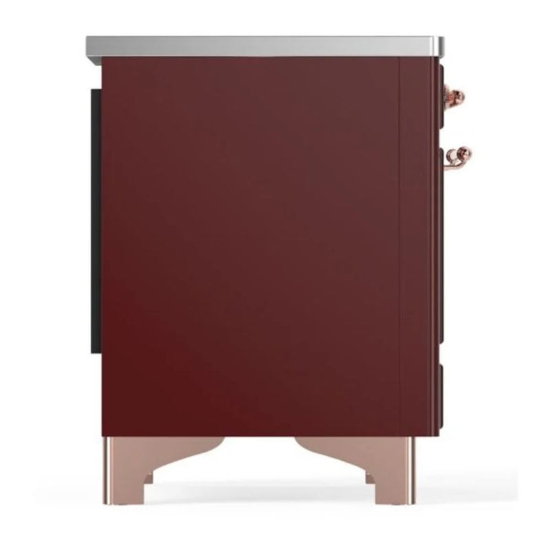 ILVE Majestic II 36" Induction Freestanding Range in Burgundy with Copper Trim, UMI09QNS3BUP