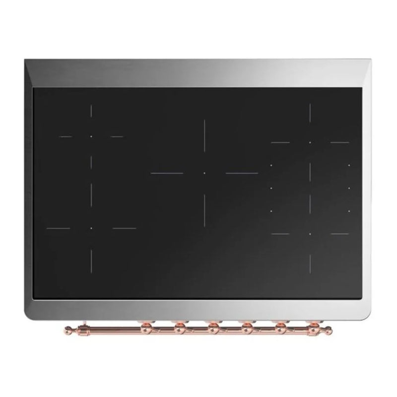 ILVE Majestic II 36" Induction Freestanding Range in Burgundy with Copper Trim, UMI09QNS3BUP
