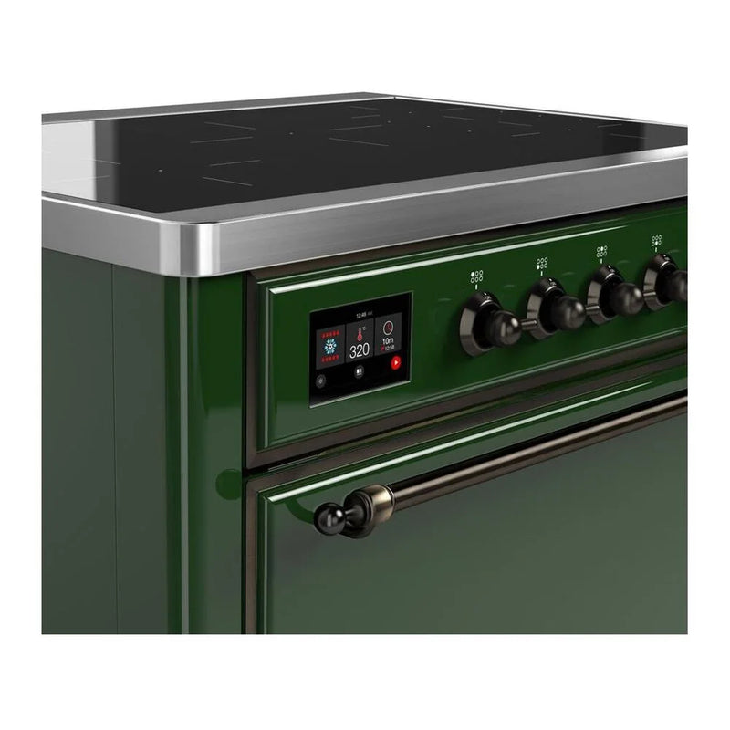 ILVE Majestic II 36" Induction Freestanding Range in Emerald Green with Burnished Trim, UMI09QNS3EGB
