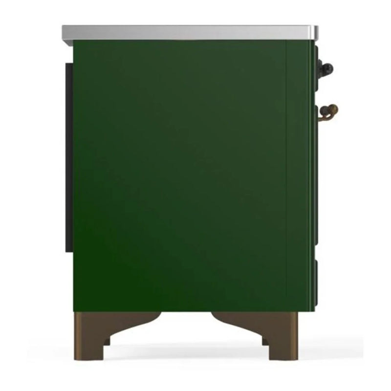 ILVE Majestic II 36" Induction Freestanding Range in Emerald Green with Burnished Trim, UMI09QNS3EGB