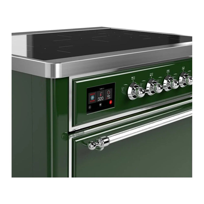 ILVE Majestic II 36" Induction Freestanding Range in Emerald Green with Chrome Trim, UMI09QNS3EGC