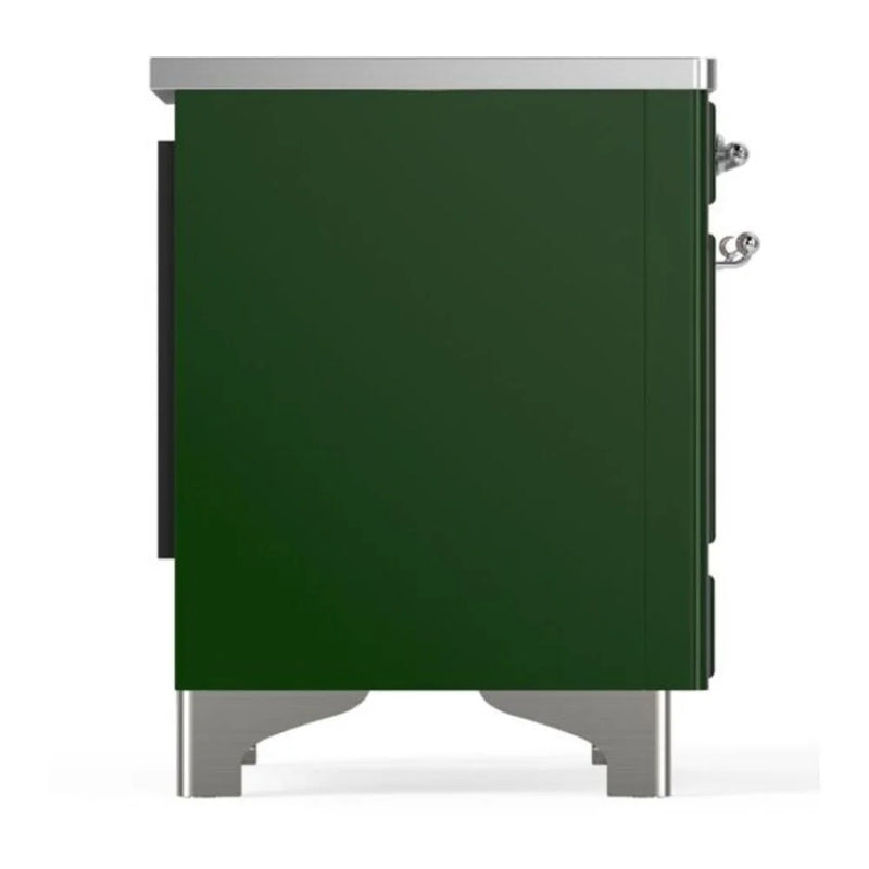 ILVE Majestic II 36" Induction Freestanding Range in Emerald Green with Chrome Trim, UMI09QNS3EGC