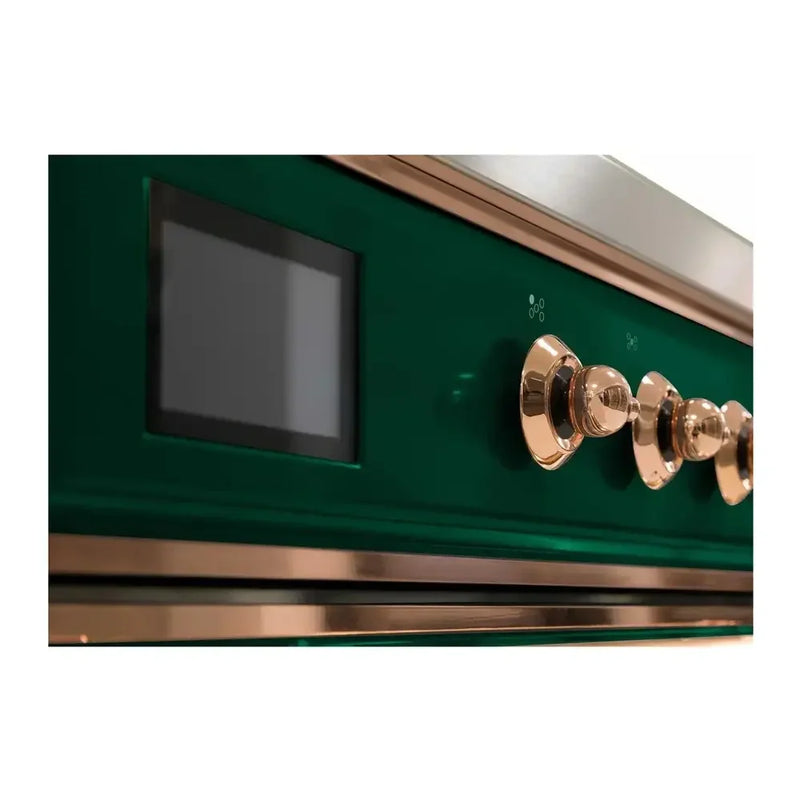 ILVE Majestic II 36" Induction Freestanding Range in Emerald Green with Copper Trim, UMI09QNS3EGP