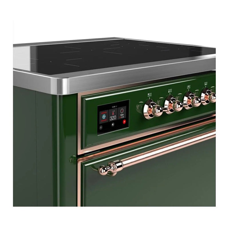ILVE Majestic II 36" Induction Freestanding Range in Emerald Green with Copper Trim, UMI09QNS3EGP