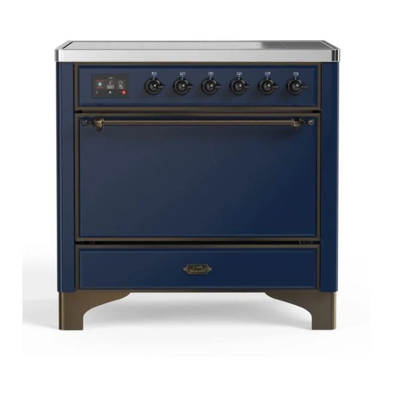ILVE Majestic II 36" Induction Freestanding Range in Midnight Blue with Burnished Trim, UMI09QNS3MBB