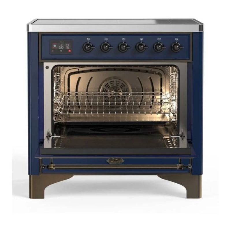 ILVE Majestic II 36" Induction Freestanding Range in Midnight Blue with Burnished Trim, UMI09QNS3MBB