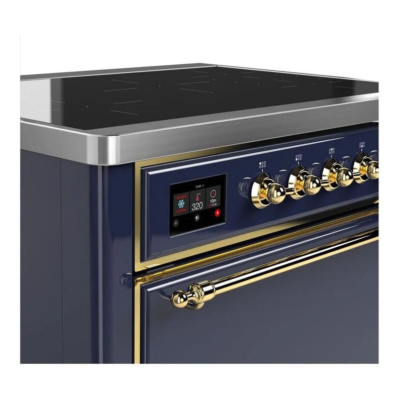 ILVE Majestic II 36" Induction Freestanding Range in Midnight Blue with Brass Trim, UMI09QNS3MBG