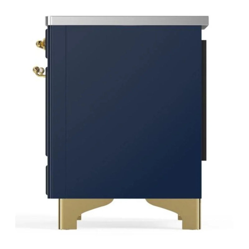 ILVE Majestic II 36" Induction Freestanding Range in Midnight Blue with Brass Trim, UMI09QNS3MBG