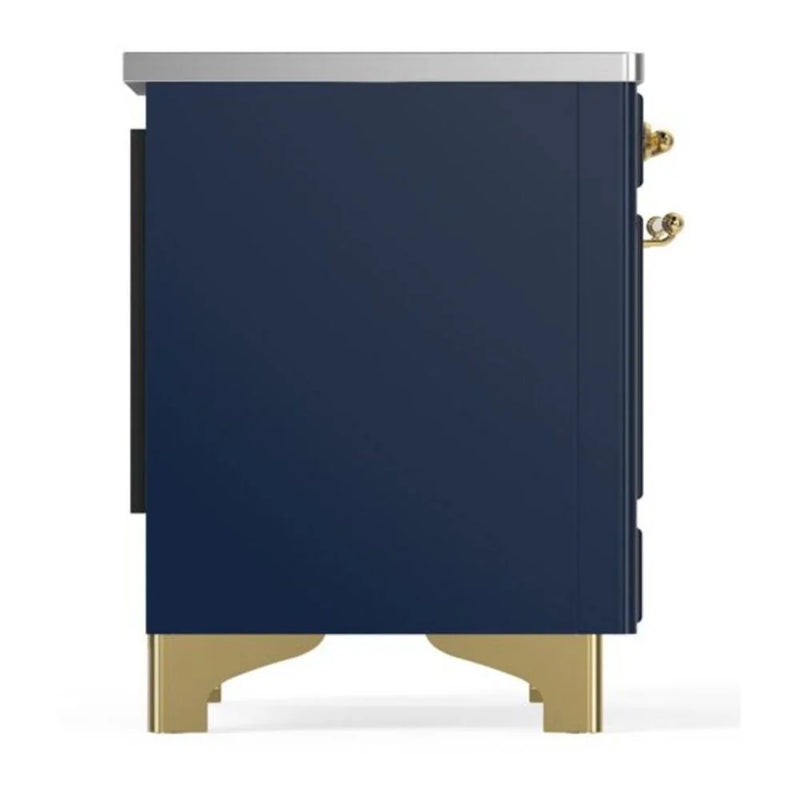 ILVE Majestic II 36" Induction Freestanding Range in Midnight Blue with Brass Trim, UMI09QNS3MBG