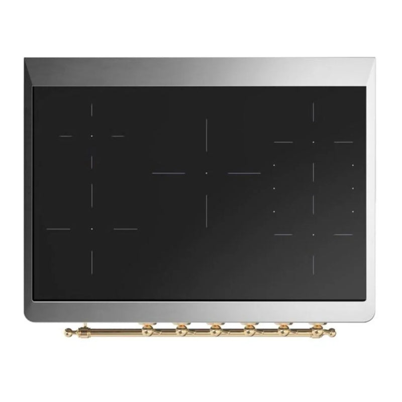 ILVE Majestic II 36" Induction Freestanding Range in Midnight Blue with Brass Trim, UMI09QNS3MBG