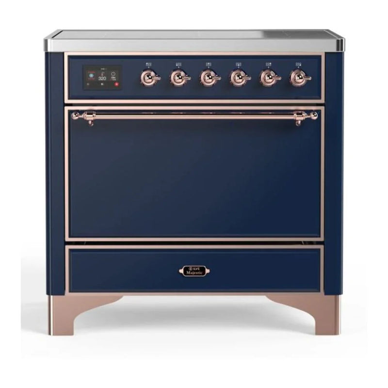ILVE Majestic II 36" Induction Freestanding Range in Midnight Blue with Copper Trim, UMI09QNS3MBP