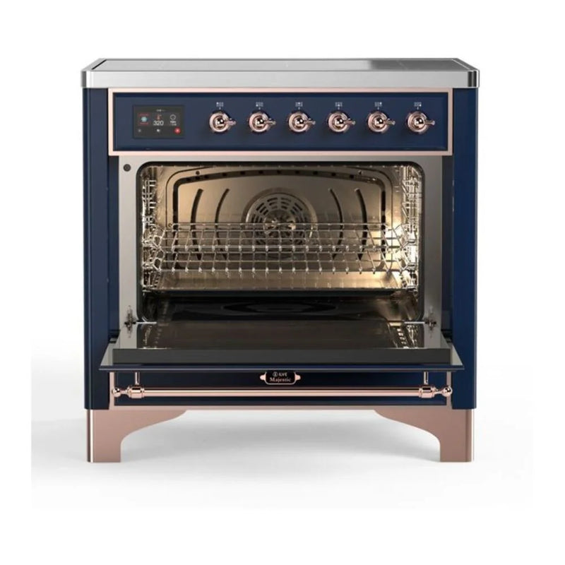 ILVE Majestic II 36" Induction Freestanding Range in Midnight Blue with Copper Trim, UMI09QNS3MBP