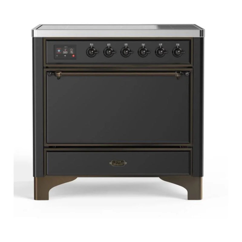 ILVE Majestic II 36" Induction Freestanding Range in Graphite Matte with Burnished Trim, UMI09QNS3MGB