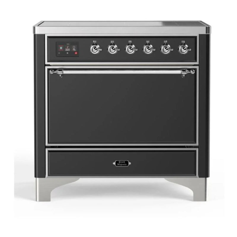 ILVE Majestic II 36" Induction Freestanding Range in Graphite Matte with Chrome Trim, UMI09QNS3MGC
