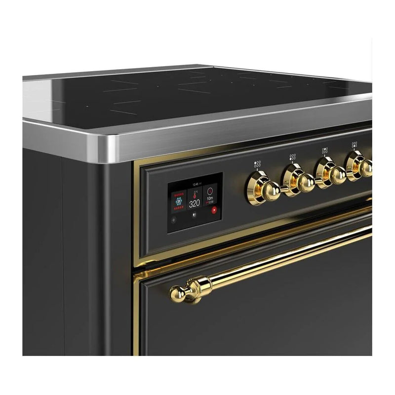 ILVE Majestic II 36" Induction Freestanding Range in Graphite Matte with Brass Trim, UMI09QNS3MGG