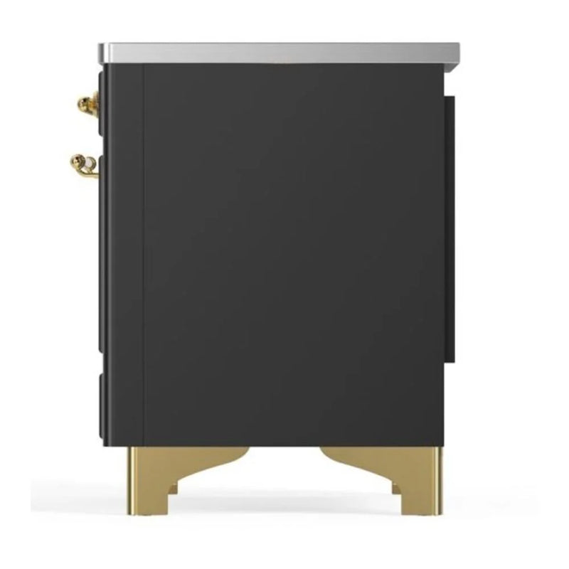 ILVE Majestic II 36" Induction Freestanding Range in Graphite Matte with Brass Trim, UMI09QNS3MGG
