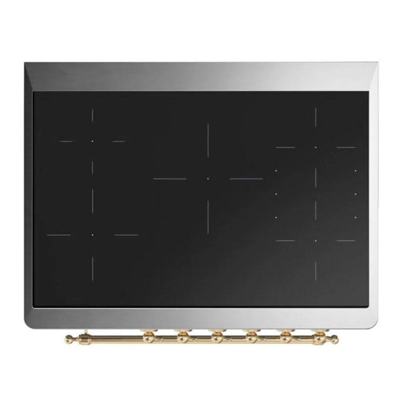 ILVE Majestic II 36" Induction Freestanding Range in Graphite Matte with Brass Trim, UMI09QNS3MGG