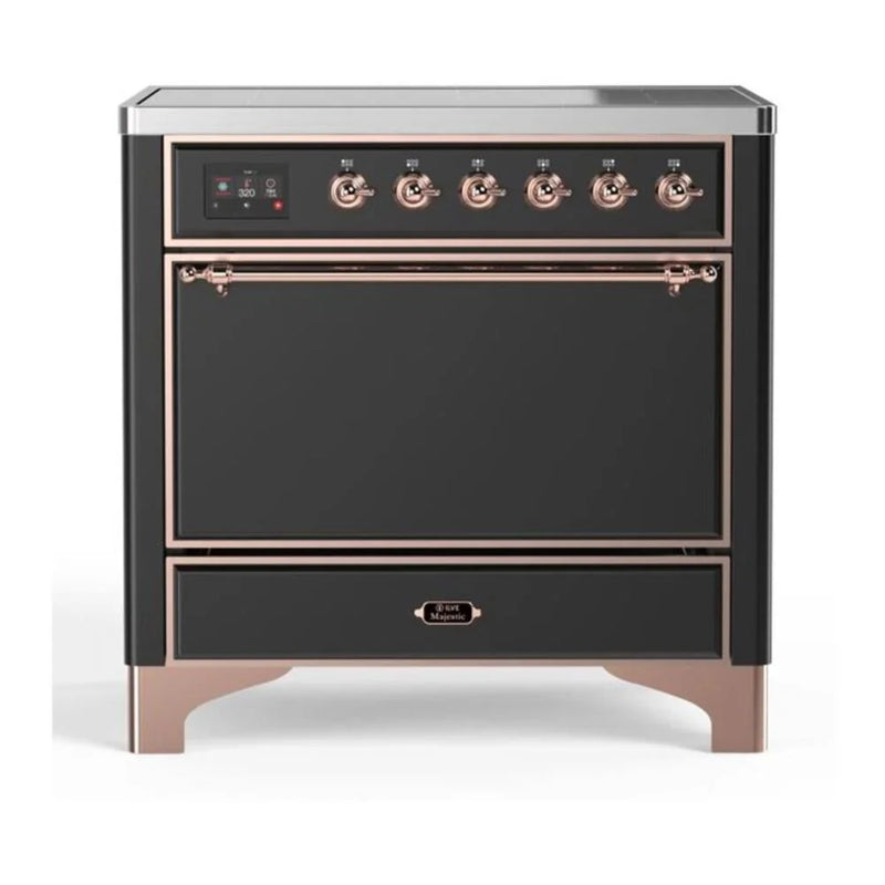 ILVE Majestic II 36" Induction Freestanding Range in Graphite Matte with Copper Trim, UMI09QNS3MGP