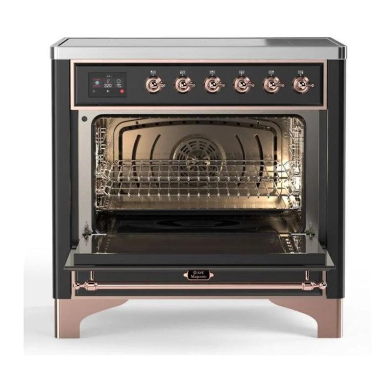 ILVE Majestic II 36" Induction Freestanding Range in Graphite Matte with Copper Trim, UMI09QNS3MGP