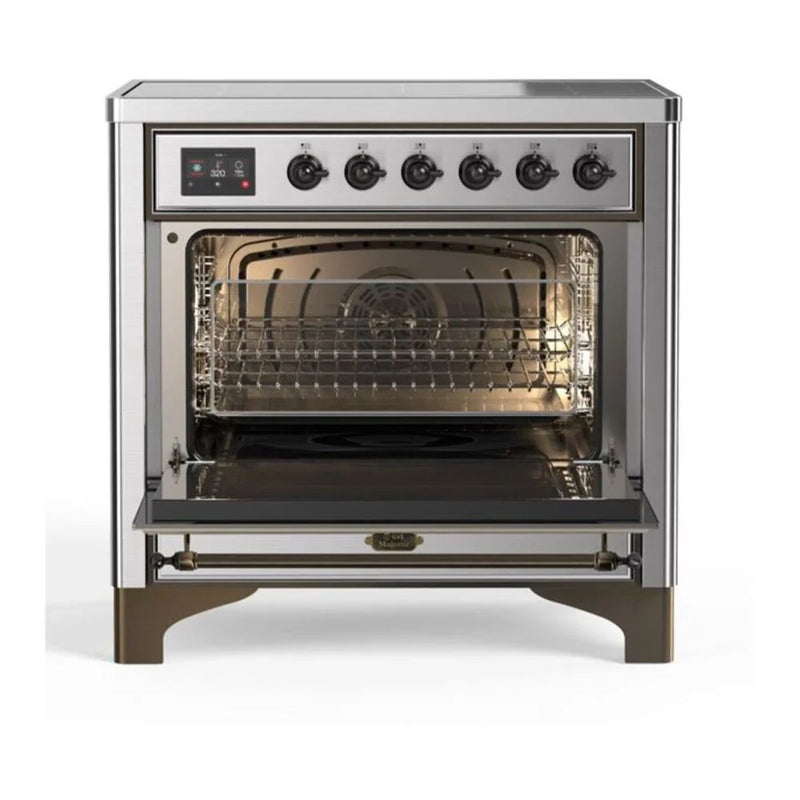 ILVE Majestic II 36" Induction Freestanding Range in Stainless Steel with Burnished Trim, UMI09QNS3SSB