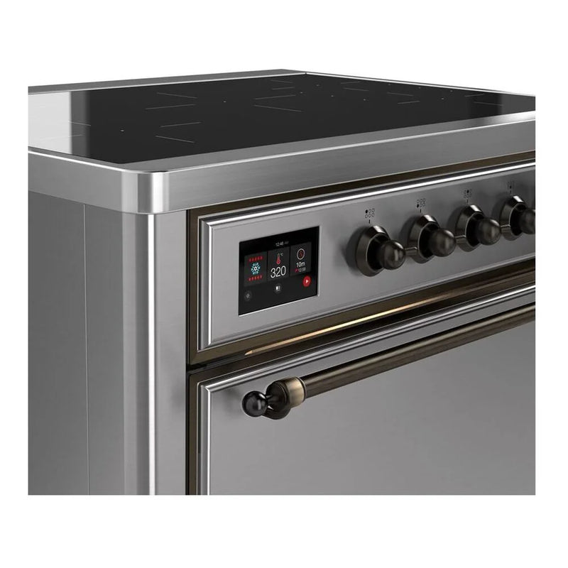 ILVE Majestic II 36" Induction Freestanding Range in Stainless Steel with Burnished Trim, UMI09QNS3SSB