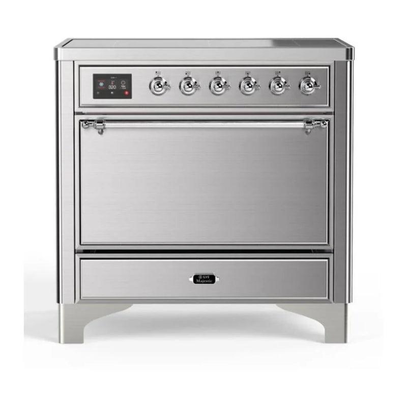 ILVE Majestic II 36" Induction Freestanding Range in Stainless Steel with Chrome Trim, UMI09QNS3SSC