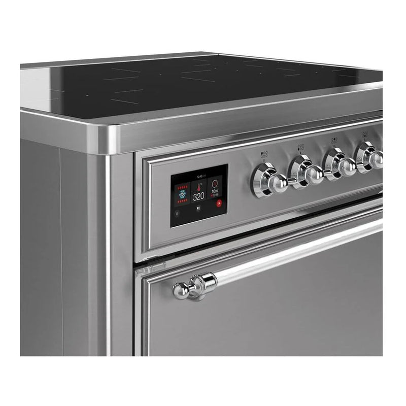 ILVE Majestic II 36" Induction Freestanding Range in Stainless Steel with Chrome Trim, UMI09QNS3SSC