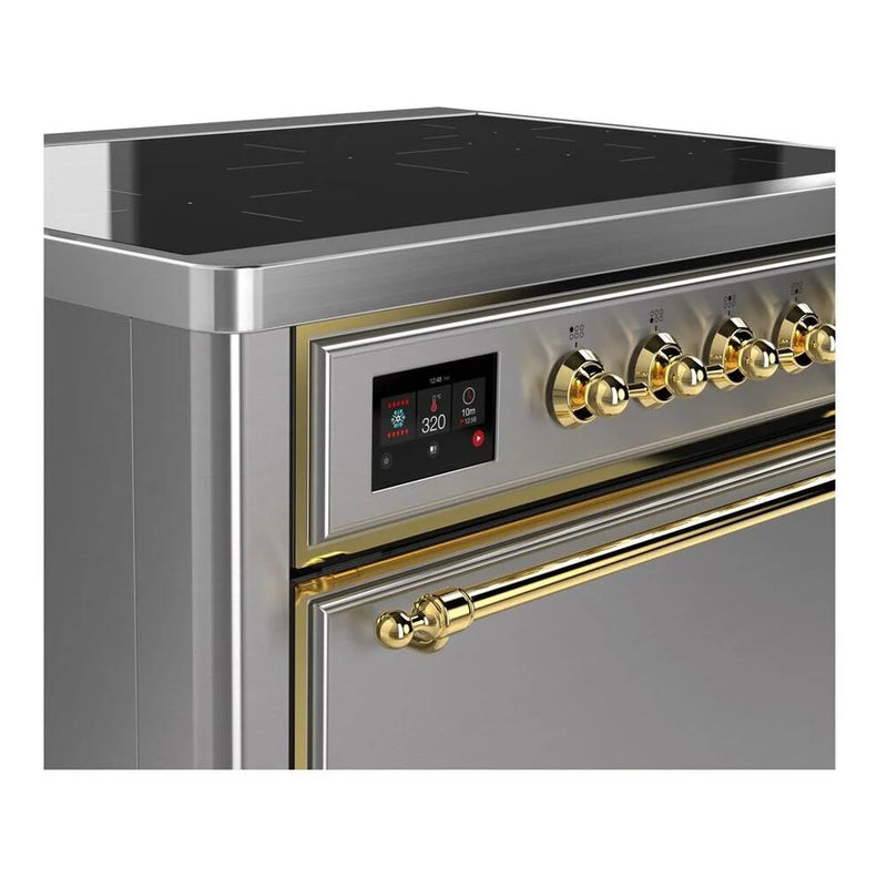 ILVE Majestic II 36" Induction Freestanding Range in Stainless Steel with Brass Trim, UMI09QNS3SSG