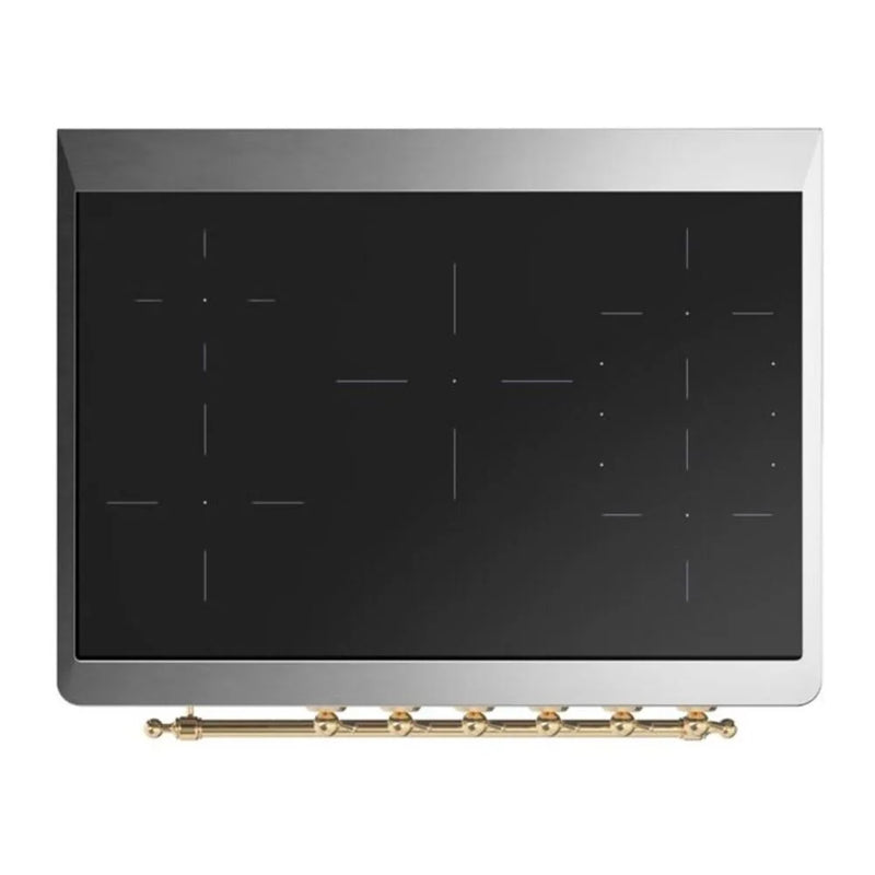 ILVE Majestic II 36" Induction Freestanding Range in Stainless Steel with Brass Trim, UMI09QNS3SSG