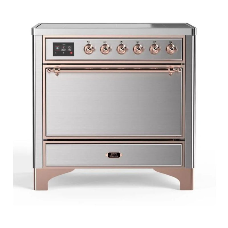 ILVE Majestic II 36" Induction Freestanding Range in Stainless Steel with Copper Trim, UMI09QNS3SSP