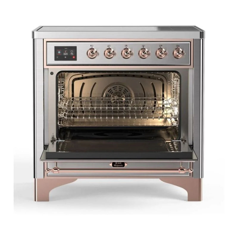 ILVE Majestic II 36" Induction Freestanding Range in Stainless Steel with Copper Trim, UMI09QNS3SSP