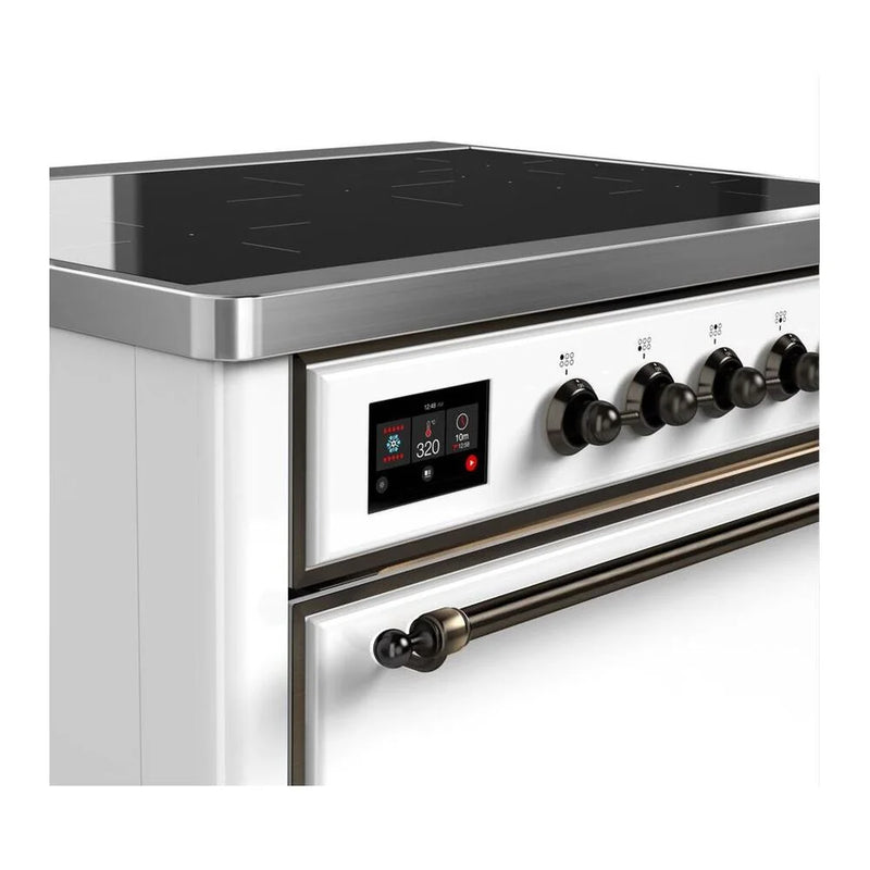 ILVE Majestic II 36" Induction Freestanding Range in White with Burnished Trim, UMI09QNS3WHB