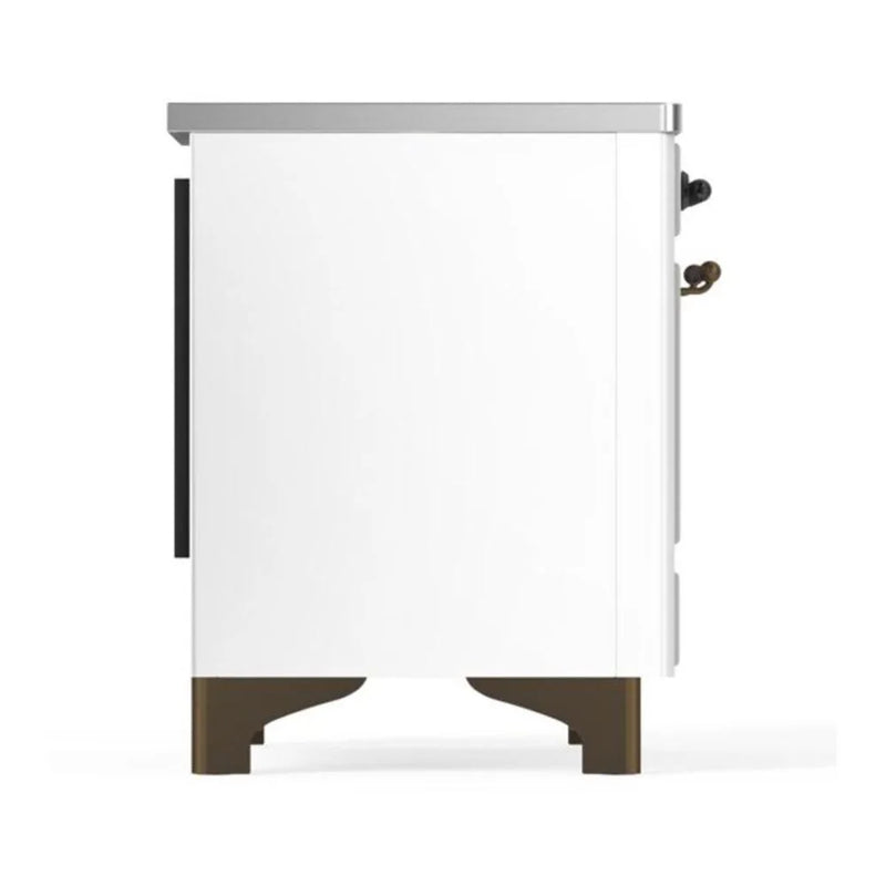 ILVE Majestic II 36" Induction Freestanding Range in White with Burnished Trim, UMI09QNS3WHB